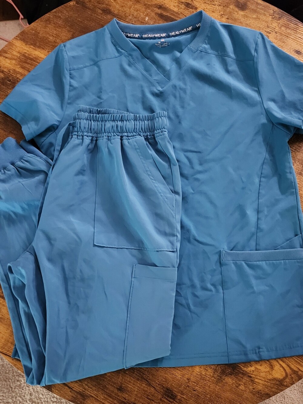 Teal Blue Medical Scrub Set - Top & Pants